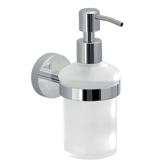 Dispenser dosasapone a muro Gedy in vetro satinato e acciaio cromato | Eros