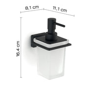 Dispenser dosasapone a muro Gedy in vetro satinato e acciaio nero opaco | Atena