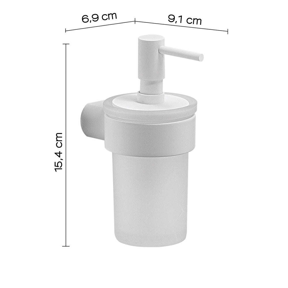 Dispenser dosasapone a muro Gedy in vetro satinato e ottone bianco | Pirenei