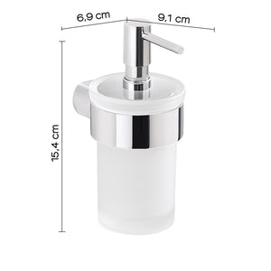 Dispenser dosasapone a muro Gedy in vetro satinato e ottone cromato | Pirenei