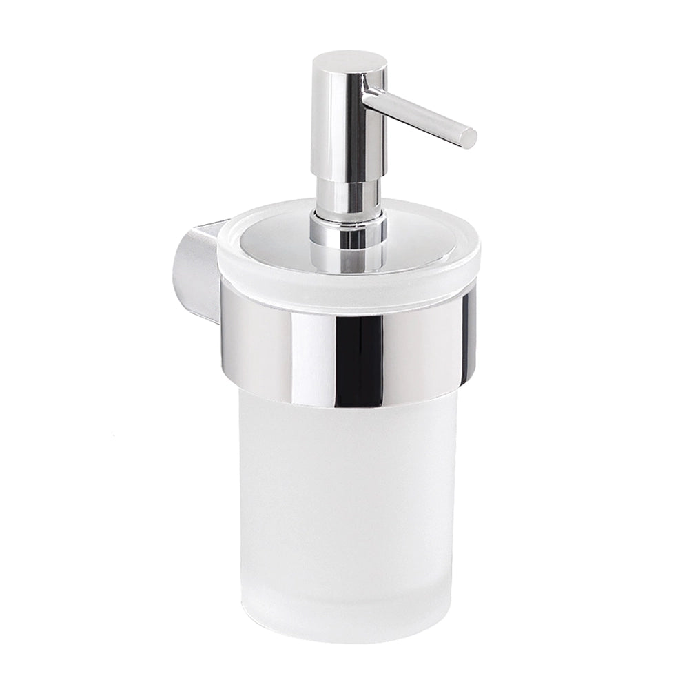 Dispenser dosasapone a muro Gedy in vetro satinato e ottone cromato | Pirenei