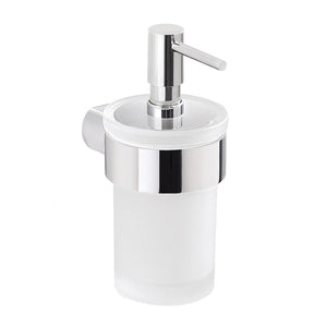 Dispenser dosasapone a muro Gedy in vetro satinato e ottone cromato | Pirenei