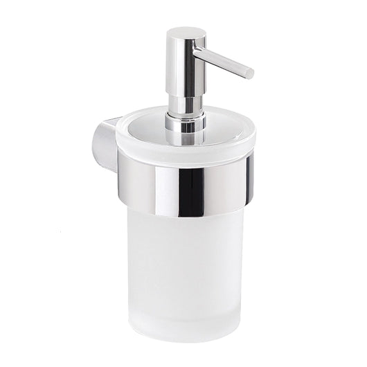 Dispenser dosasapone a muro Gedy in vetro satinato e ottone cromato | Pirenei