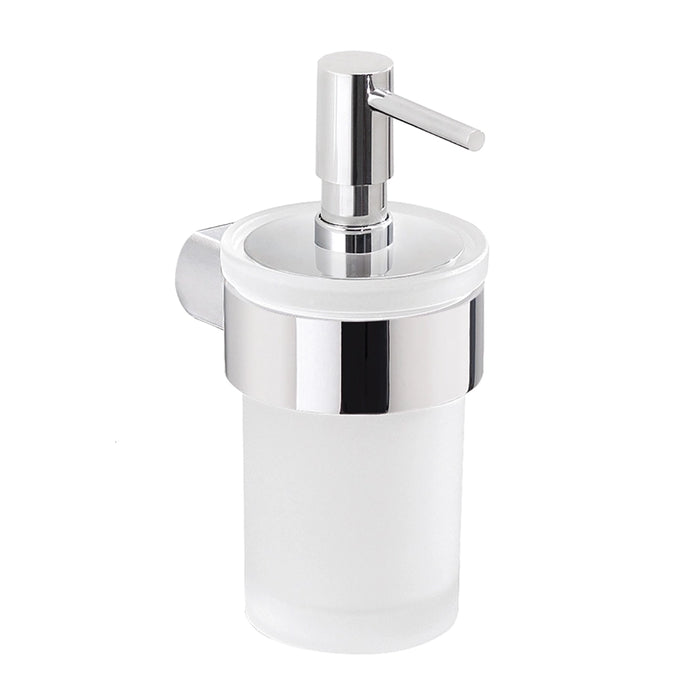 Dispenser dosasapone a muro Gedy in vetro satinato e ottone cromato | Pirenei