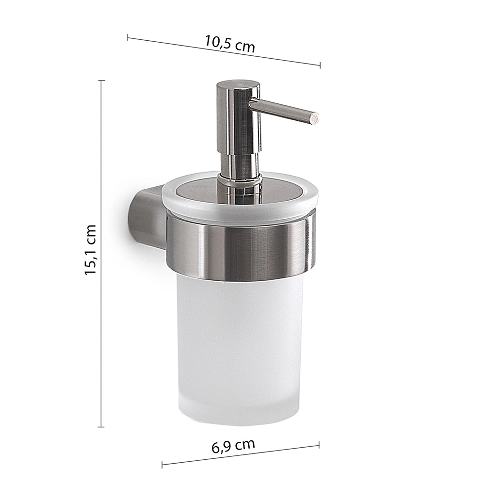 Dispenser dosasapone a muro Gedy in vetro satinato e ottone spazzolato | Pirenei