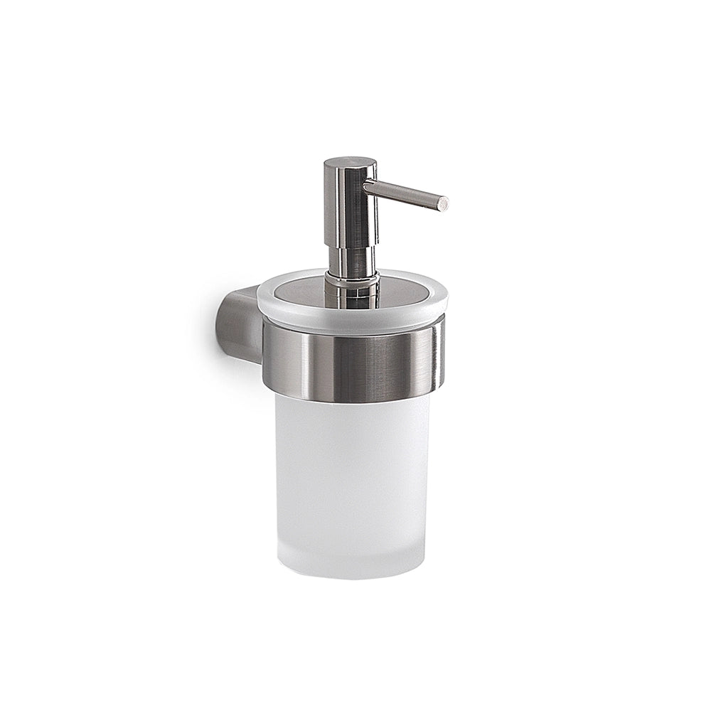 Dispenser dosasapone a muro Gedy in vetro satinato e ottone spazzolato | Pirenei