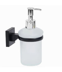 Dispenser Dosatore Erogatore Sapone Da Muro Parete Nero In Acciaio Vetro Bagno         