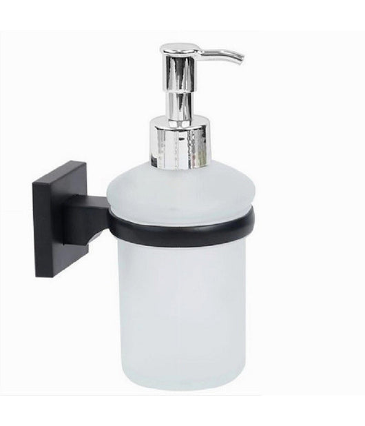 Dispenser Dosatore Erogatore Sapone Da Muro Parete Nero In Acciaio Vetro Bagno         