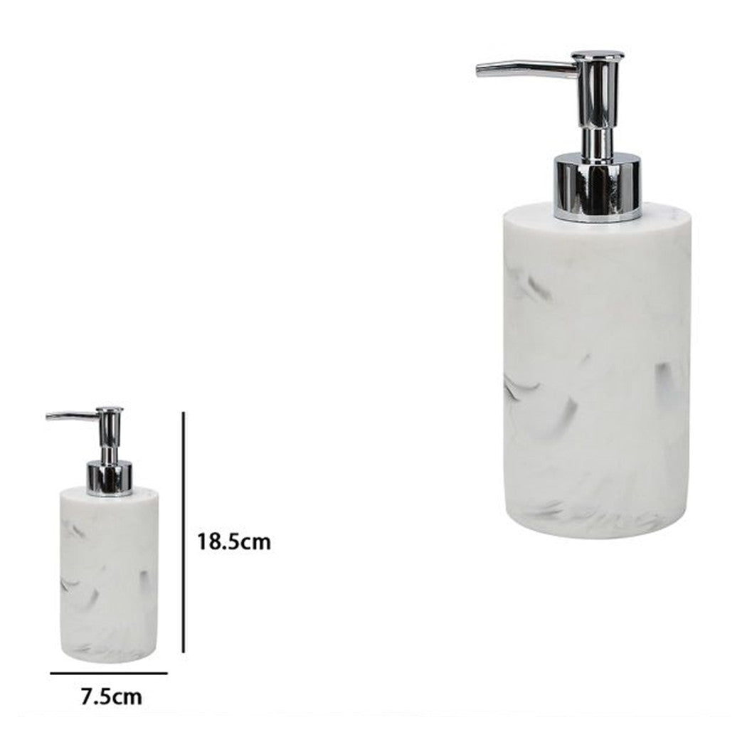 Trade Shop - Dispenser Dosatore Sapone Liquido Accessorio Bagno Arredo Effetto Marmo Bianco 87829         