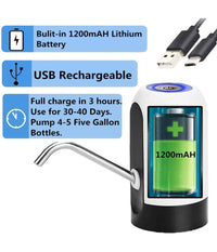 Dispenser Erogatore D'acqua Rubinetto Elettrico Per Boccioni Ricaricabile Usb         