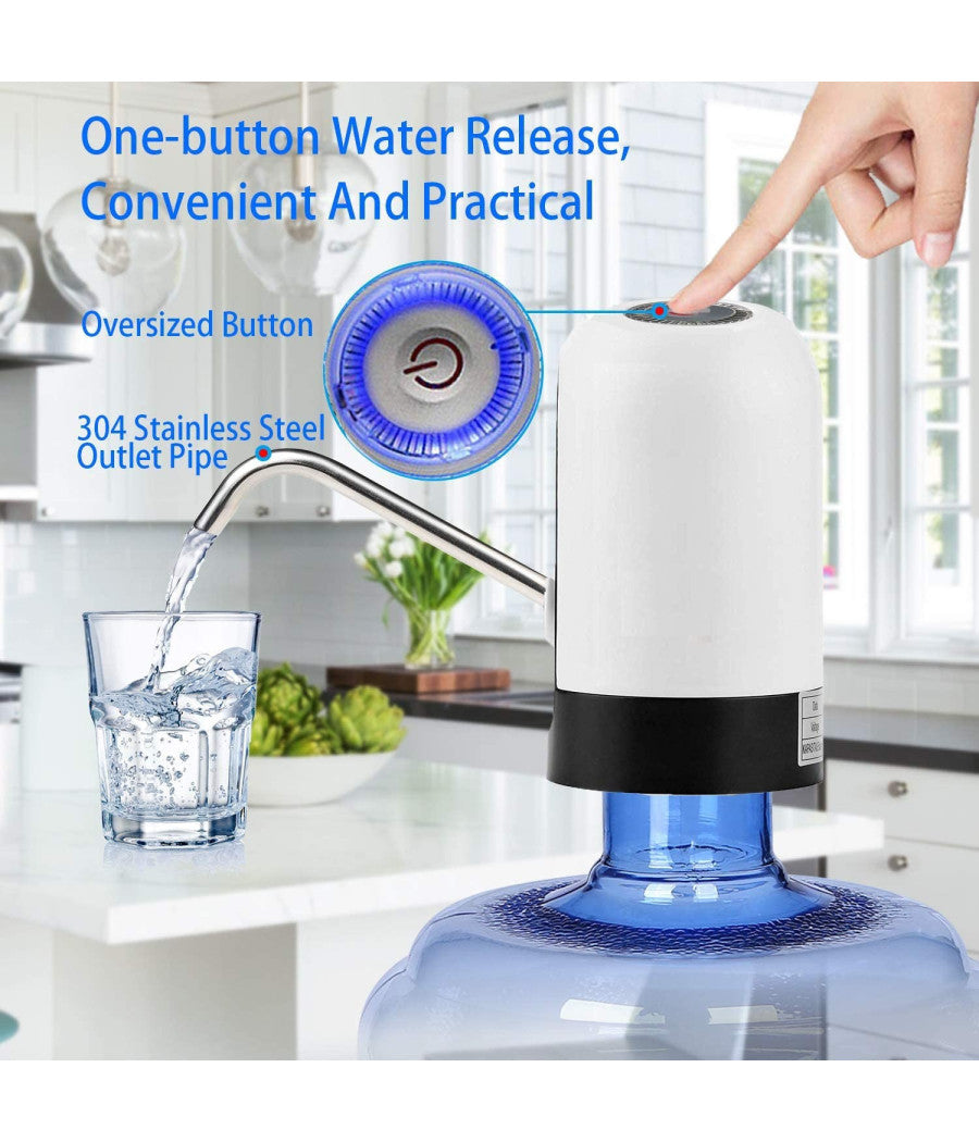 Dispenser Erogatore D'acqua Rubinetto Elettrico Per Boccioni Ricaricabile Usb         