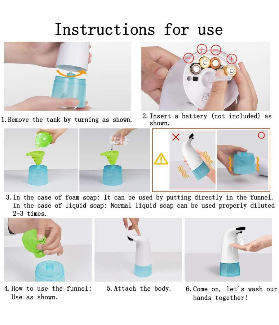 Dispenser Erogatore Dosatore Sapone Automatico Infrarossi Con Fotocellula 280ml         