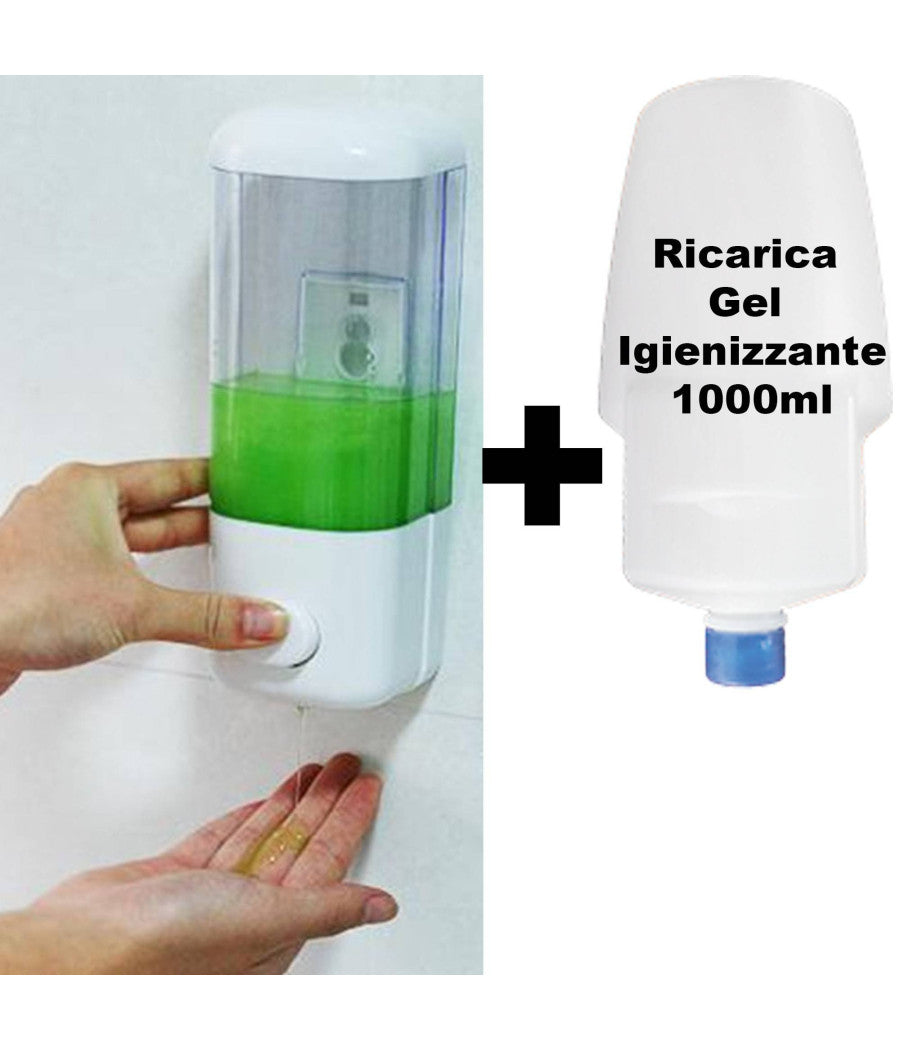 Dispenser Per Gel Igienizzante Mani A Muro Con Ricarica Inclusa Da 1000ml 1 Lt         