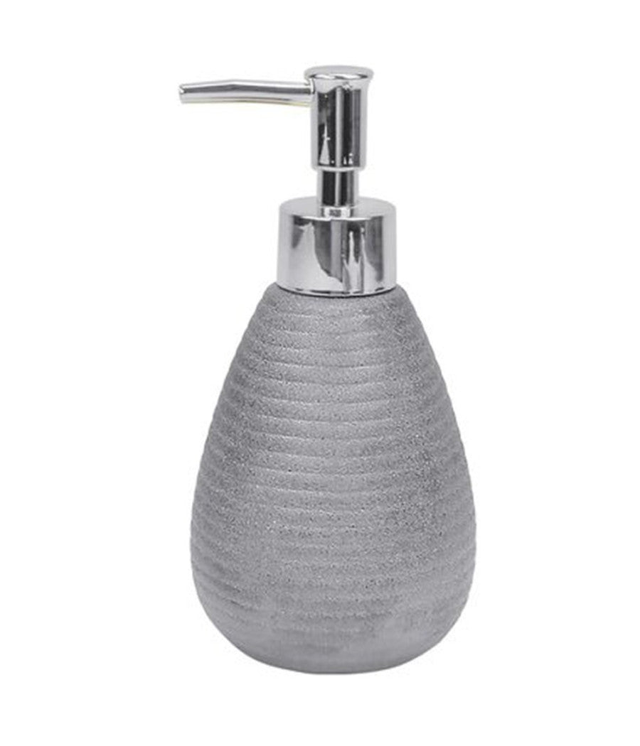 Dispenser Per Sapone Liquido Accessori Argento Rigato Moderno Arredo Bagno 59938         