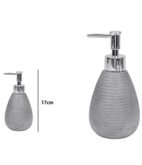 Dispenser Per Sapone Liquido Accessori Argento Rigato Moderno Arredo Bagno 59938         