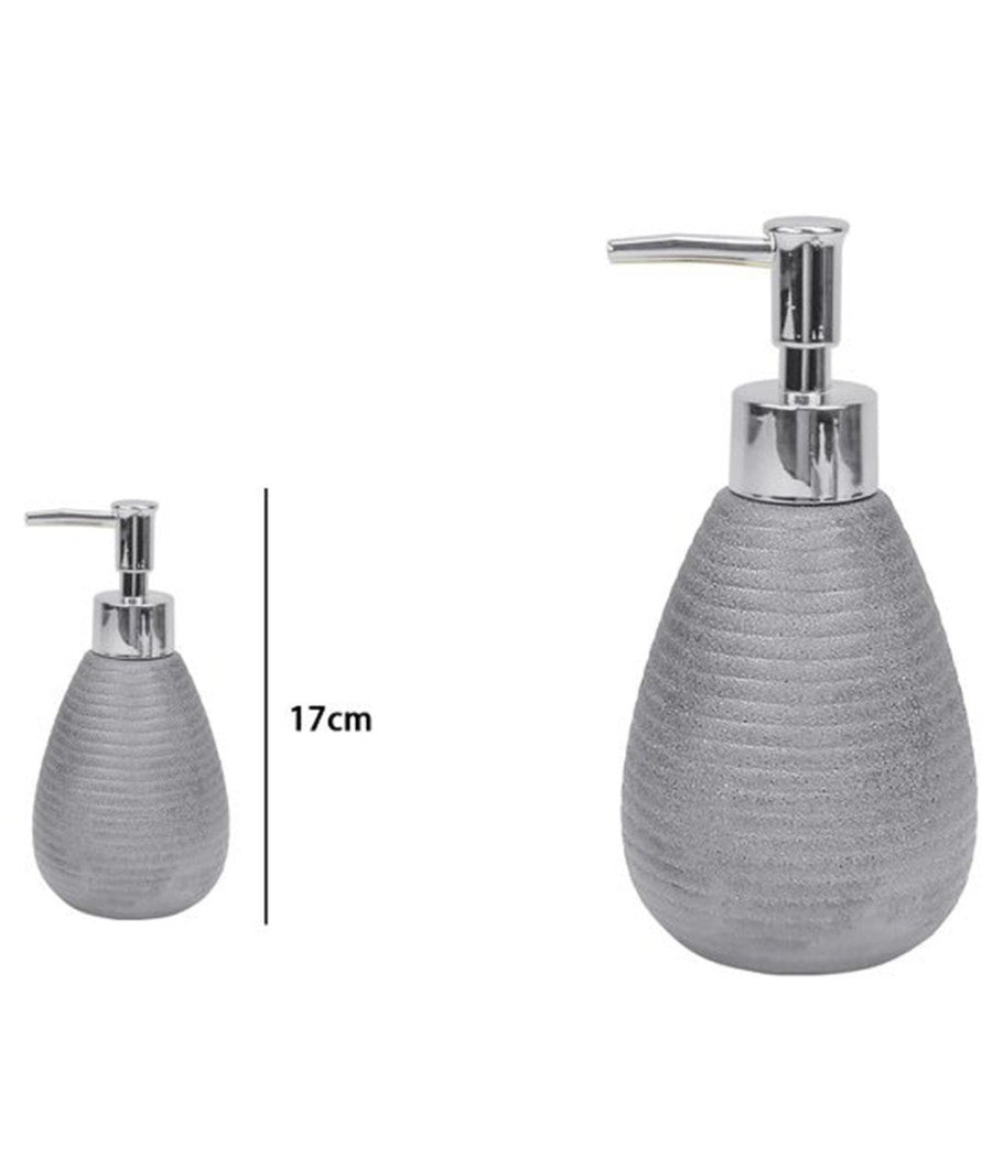 Dispenser Per Sapone Liquido Accessori Argento Rigato Moderno Arredo Bagno 59938         