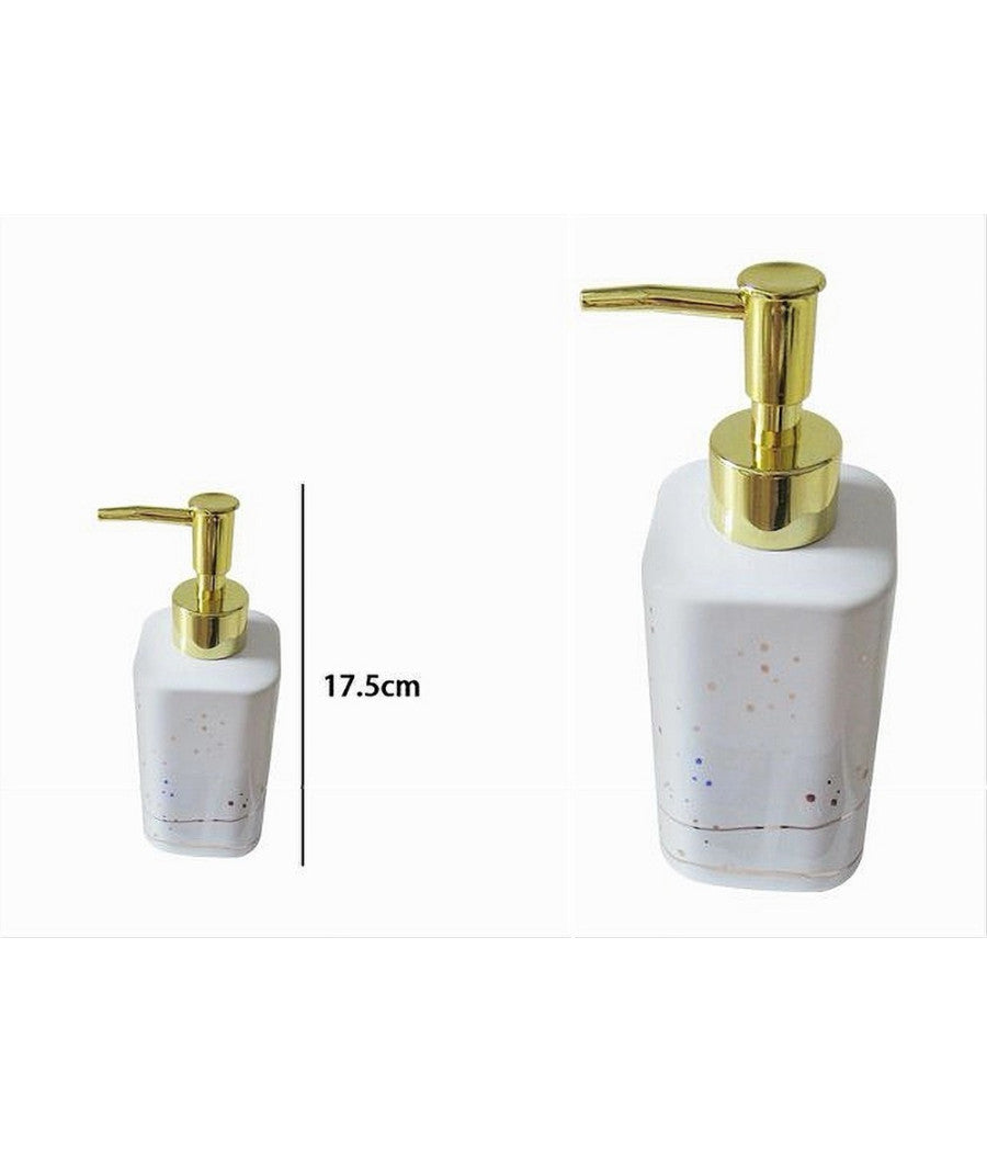 Dispenser Per Sapone Liquido Accessorio Bagno Arredo Bianco Oro Macchiato 59882         