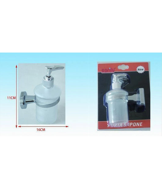 Dispenser Per Sapone Liquido Acciaio Vetro Fissaggio A Parete Portasapone 52437a         