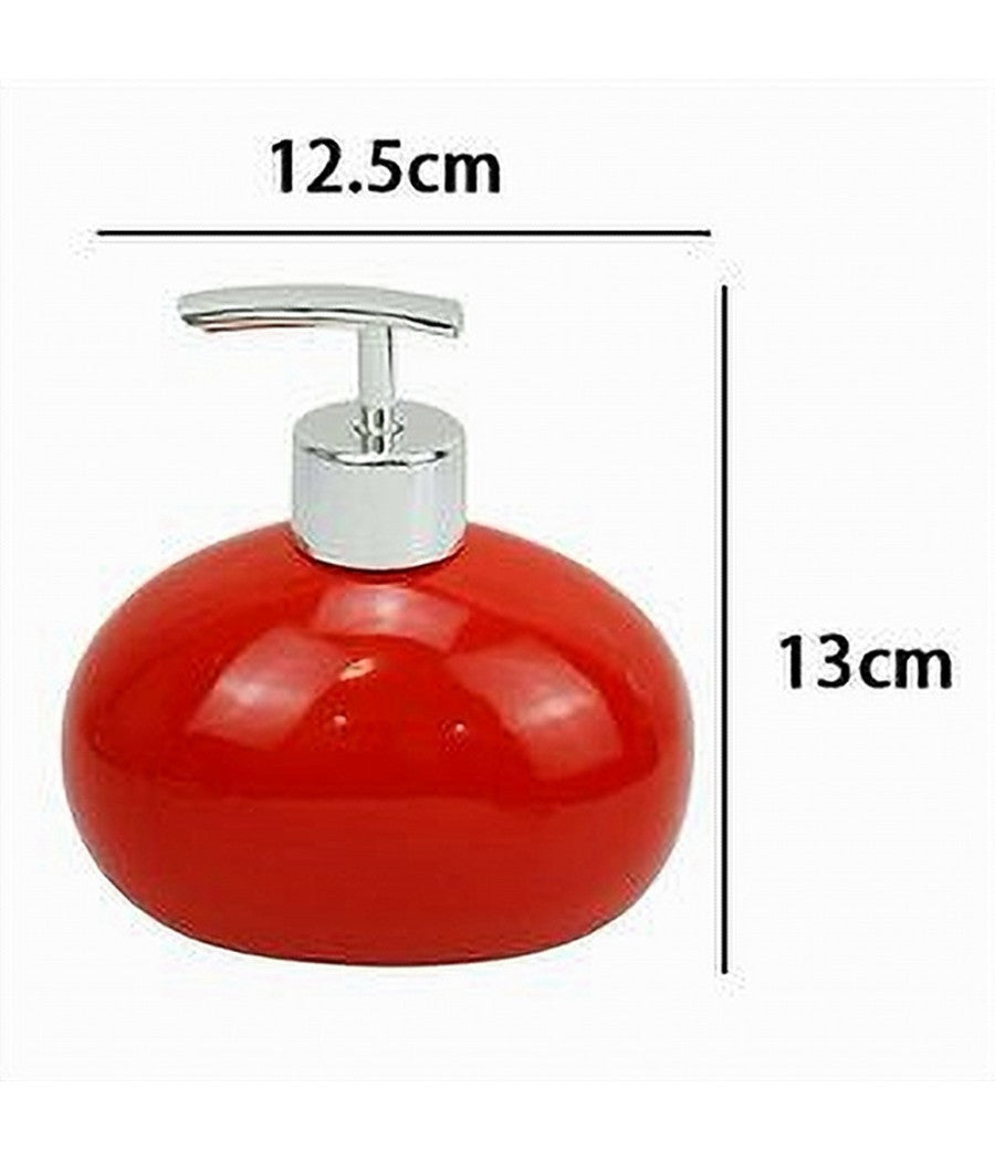 Dispenser Per Sapone Liquido Ceramica Rosso Dosatore Moderno Arredo Bagno 79260         