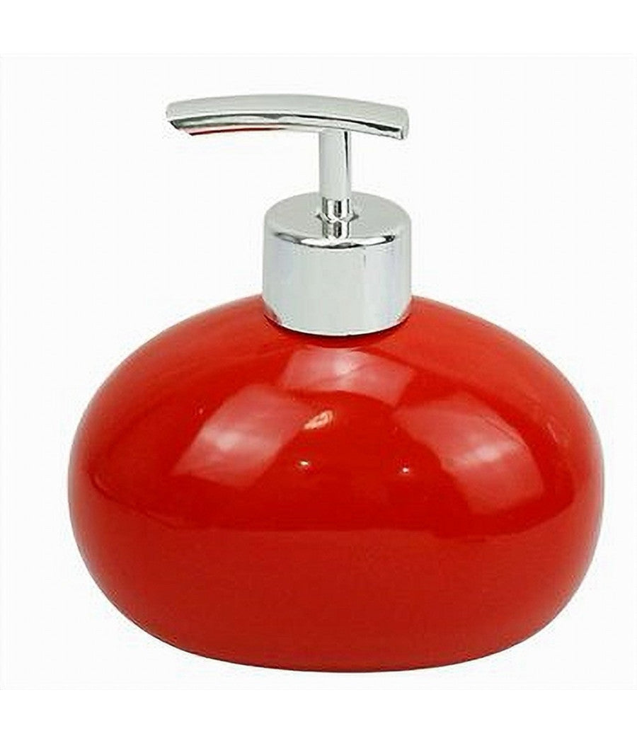 Dispenser Per Sapone Liquido Ceramica Rosso Dosatore Moderno Arredo Bagno 79260         