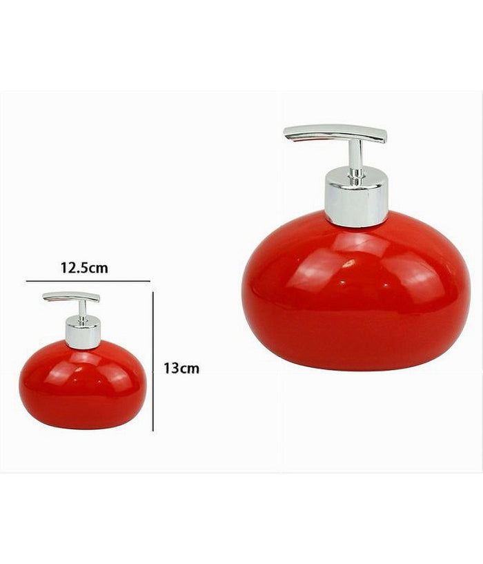 Dispenser Per Sapone Liquido Ceramica Rosso Dosatore Moderno Arredo Bagno 79260         
