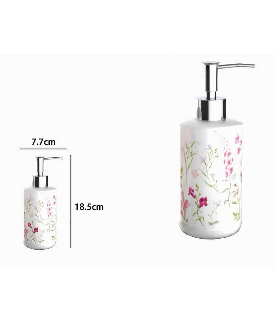 Dispenser Per Sapone Liquido Con Fiori Accessorio Portasapone Arredo Bagno 69917         