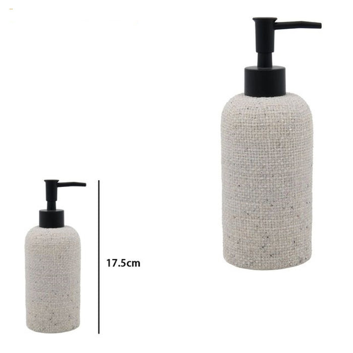 Trade Shop - Dispenser Per Sapone Liquido Effetto Tela Juta Con Pompa Nera Accessorio Bagno 87826         