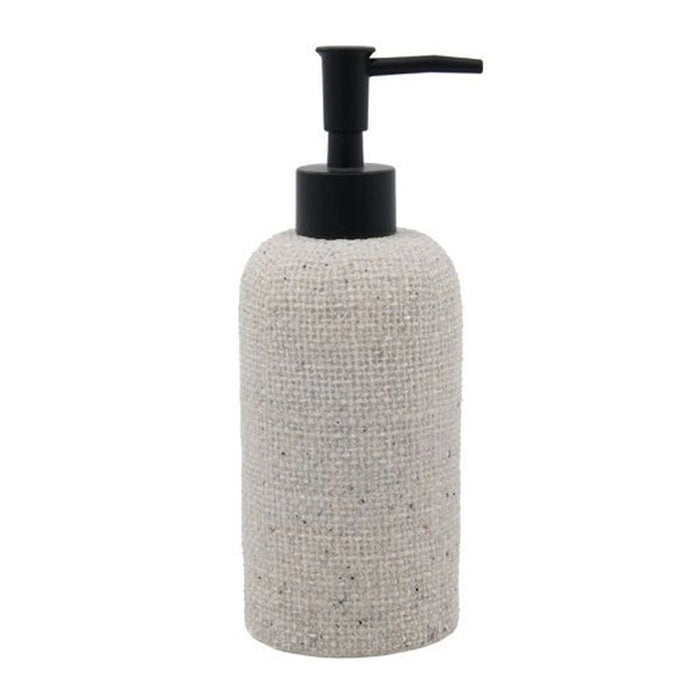 Trade Shop - Dispenser Per Sapone Liquido Effetto Tela Juta Con Pompa Nera Accessorio Bagno 87826         