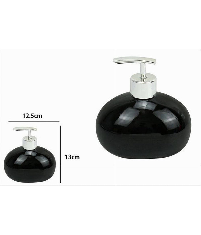 Dispenser Per Sapone Liquido In Ceramica Nero Dosatore Moderno Arredo Bagno 79248         