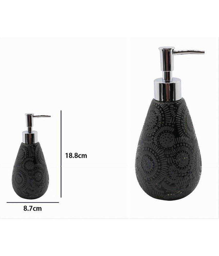 Dispenser Per Sapone Liquido Motivo Etnico Nero Accessori Per Arredo Bagno 79963         