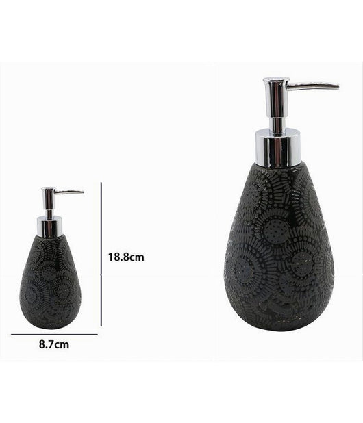 Dispenser Per Sapone Liquido Motivo Etnico Nero Accessori Per Arredo Bagno 79963         