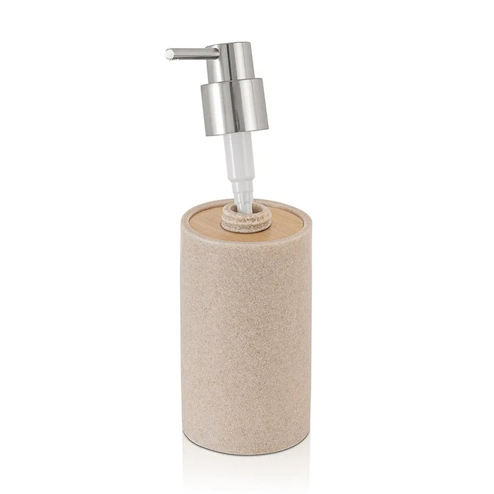 Dispenser per sapone liquido Sahara, in resina beige con particolari in bambù