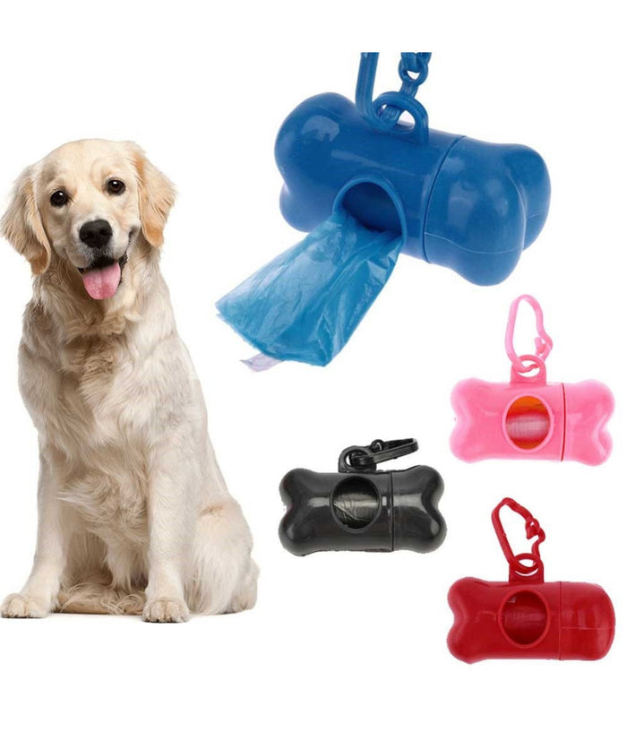 Dispenser Porta Sacchetti Per Cani + 3 Rotoli Sacchetto Raccogli Feci Animali         