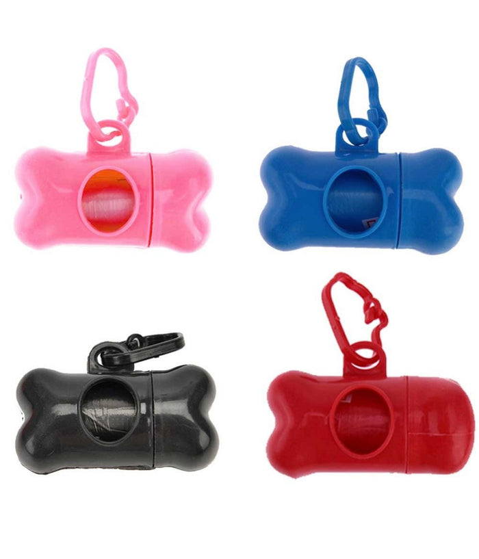 Dispenser Porta Sacchetti Per Cani + 3 Rotoli Sacchetto Raccogli Feci Animali         