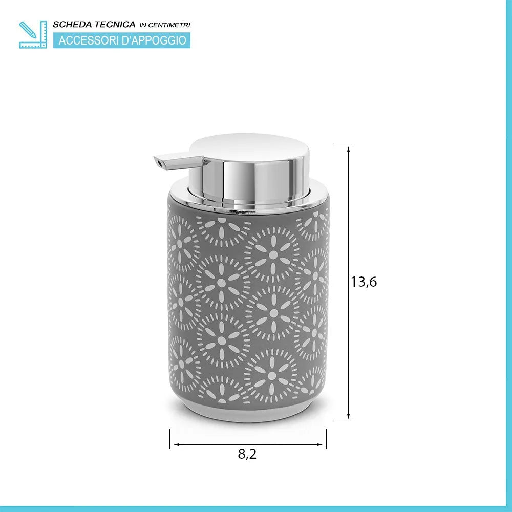 Dispenser porta sapone da appoggio in ceramica grigio  Circus