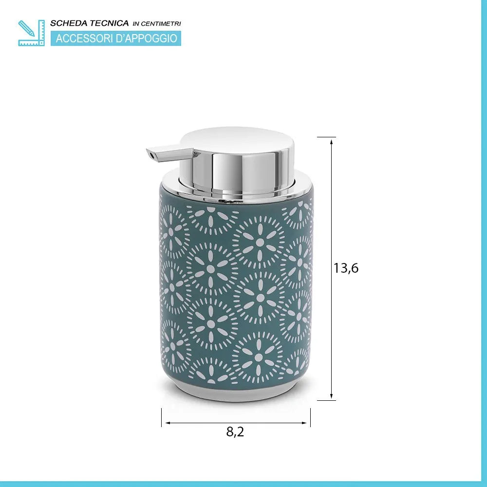 Dispenser porta sapone da appoggio in ceramica turchese cobalto  Circus