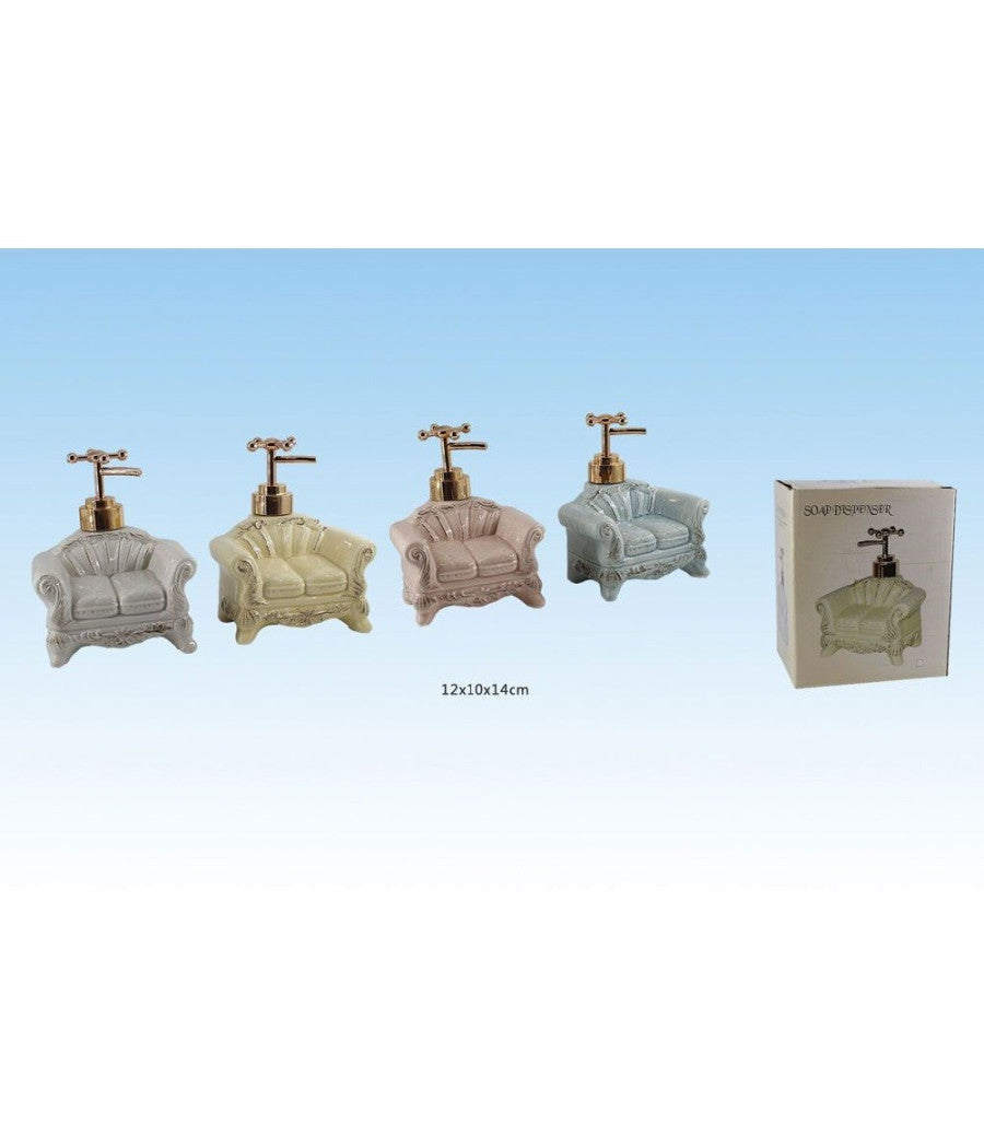 Dispenser Porta Sapone Liquido A Forma Divano Con Porta Spugna Vari Colori 52075         