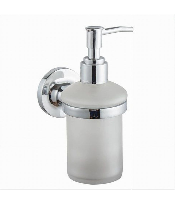 Dispenser Porta Sapone Liquido A Parete Acciaio Bicchiere Vetro Satinato 79805         