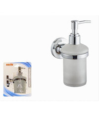 Dispenser Porta Sapone Liquido A Parete Acciaio Bicchiere Vetro Satinato 79805         