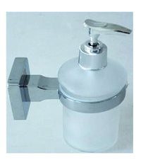 Dispenser Porta Sapone Liquido Acciaio Vetro Satinato Fissaggio Parete Bagno 52207a         