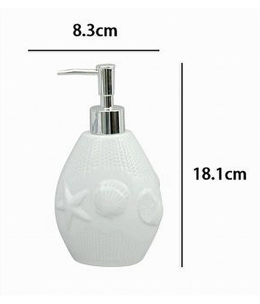 Dispenser Porta Sapone Liquido Arredo Bagno Bianca Decorata Stile Marino 79281         