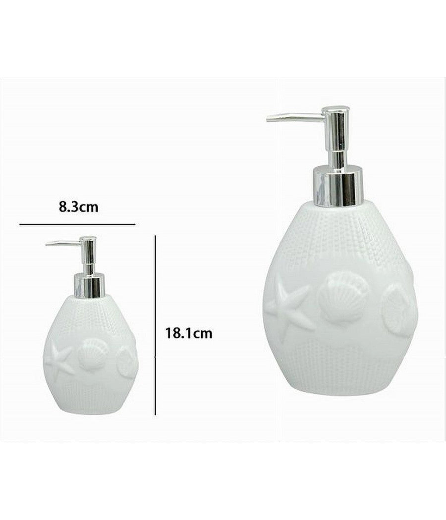 Dispenser Porta Sapone Liquido Arredo Bagno Bianca Decorata Stile Marino 79281         