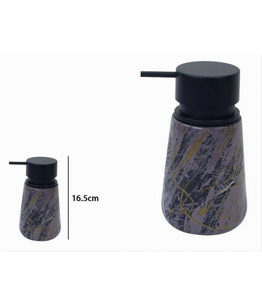 Dispenser Porta Sapone Liquido Arredo Bagno Effetto Marmorizzato Nero Oro 59891         