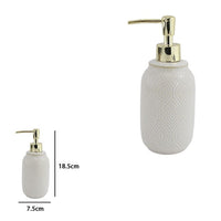 Trade Shop - Dispenser Porta Sapone Liquido Bagno Bianco Design Etnico Con Pompa Dorata 87790         