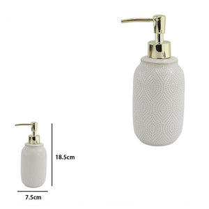 Trade Shop - Dispenser Porta Sapone Liquido Bagno Bianco Design Etnico Con Pompa Dorata 87790         