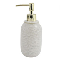 Trade Shop - Dispenser Porta Sapone Liquido Bagno Bianco Design Etnico Con Pompa Dorata 87790         