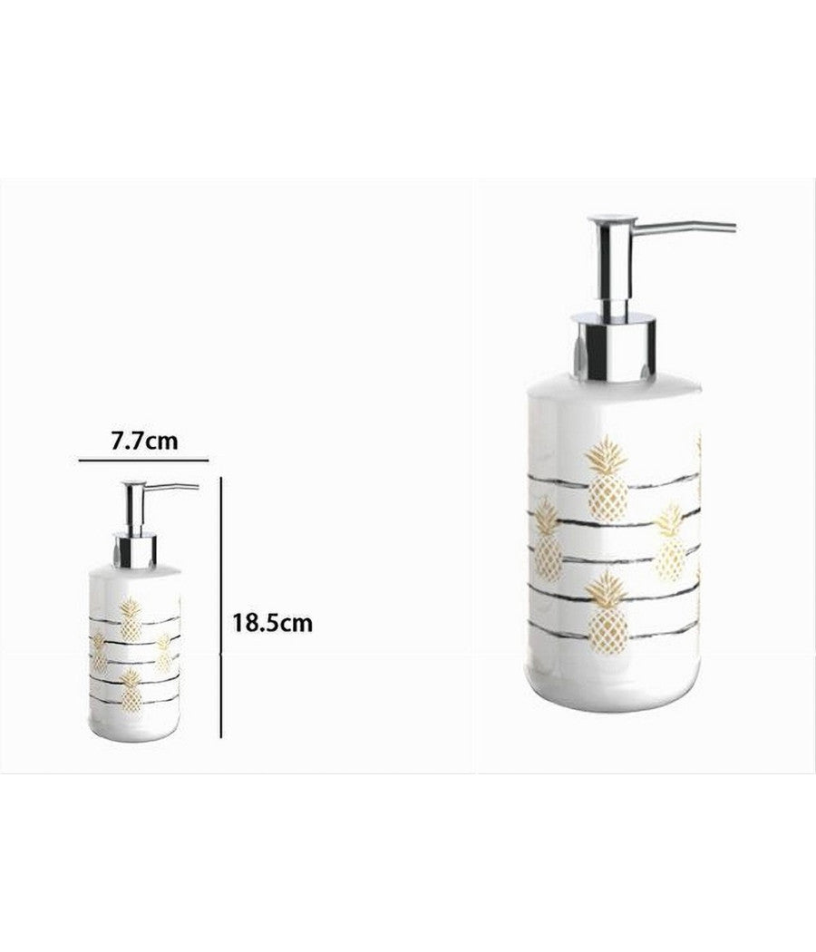 Dispenser Porta Sapone Liquido Bianco Ananas Accessorio Per Arredo Bagno 69752         