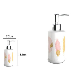 Dispenser Porta Sapone Liquido Bianco Con Piume Accessori Per Arredo Bagno 69793         