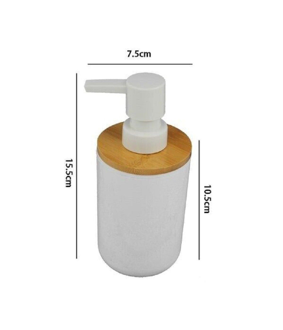 Trade Shop - Dispenser Porta Sapone Liquido Bianco Legno Per Ricambio Accessori Bagno 69477 -