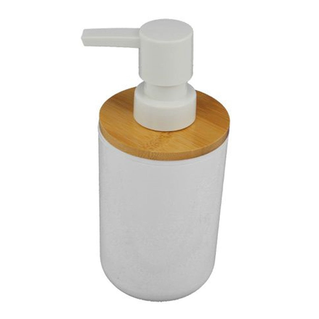 Trade Shop - Dispenser Porta Sapone Liquido Bianco Legno Per Ricambio Accessori Bagno 69477 -